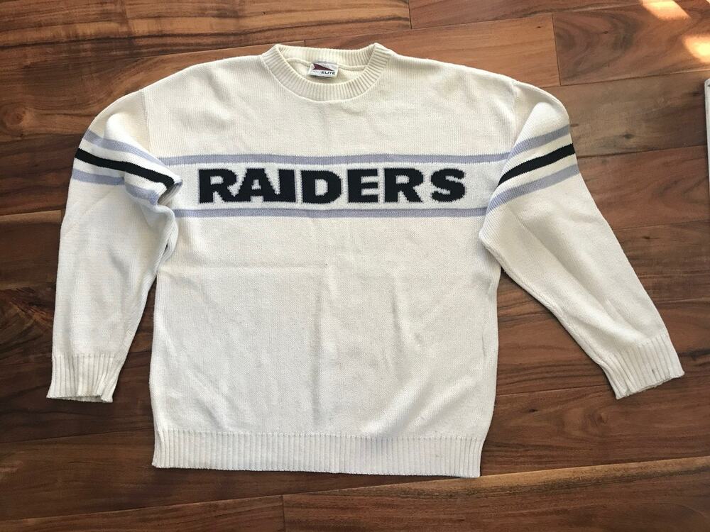 Vintage Rare Pro Elite Raiders Mens Large Crewneck Sweater USA Made